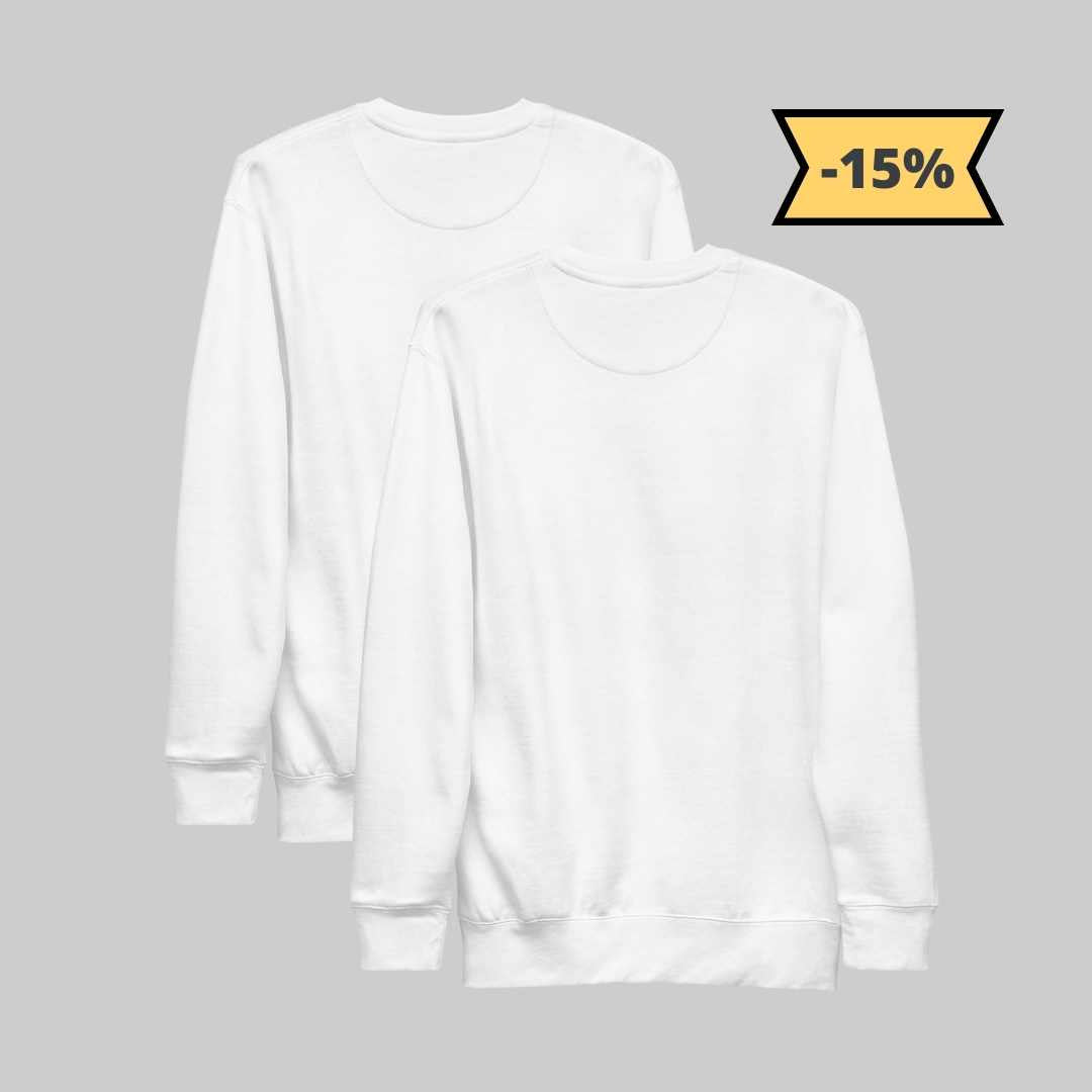 Sudaderas Pack 2 Blanco Pack 2 - Estilo y comodidad en una prenda sin capucha. Mezcla de algodón y poliéster para un confort duradero. Paquete de 2