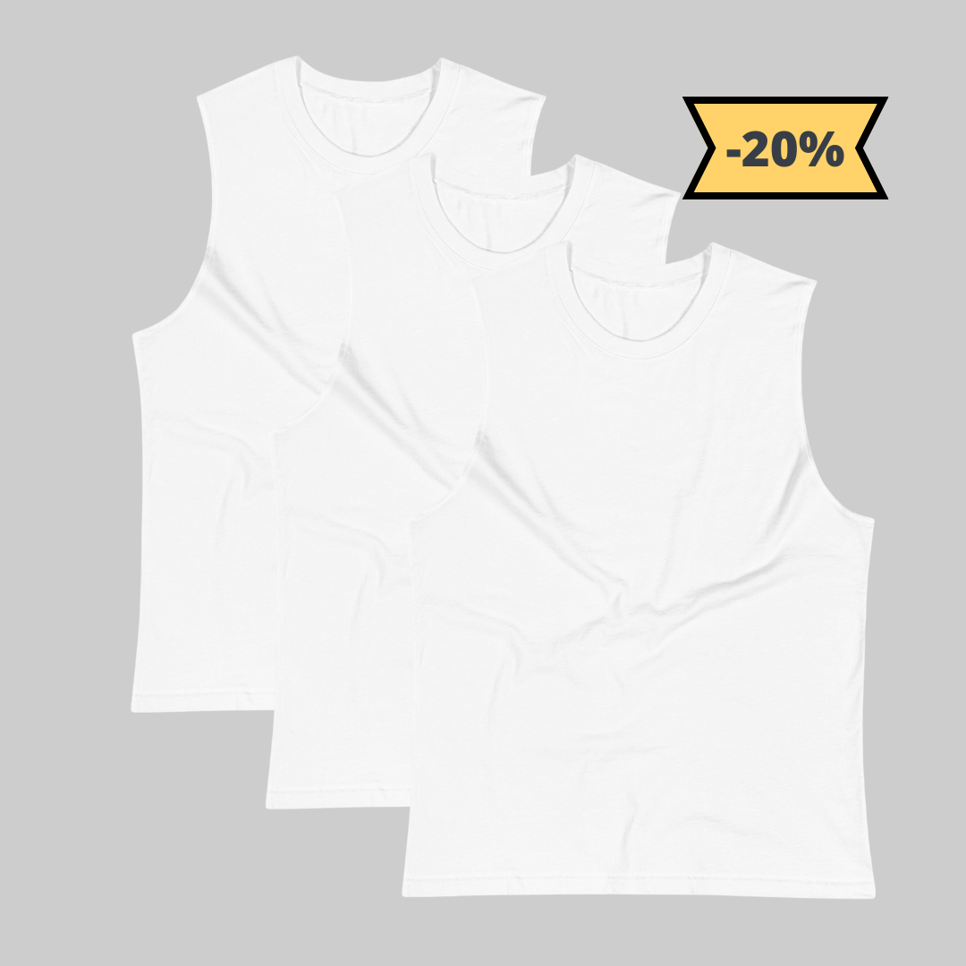 Camiseta Blanca Sin Mangas Pack 3