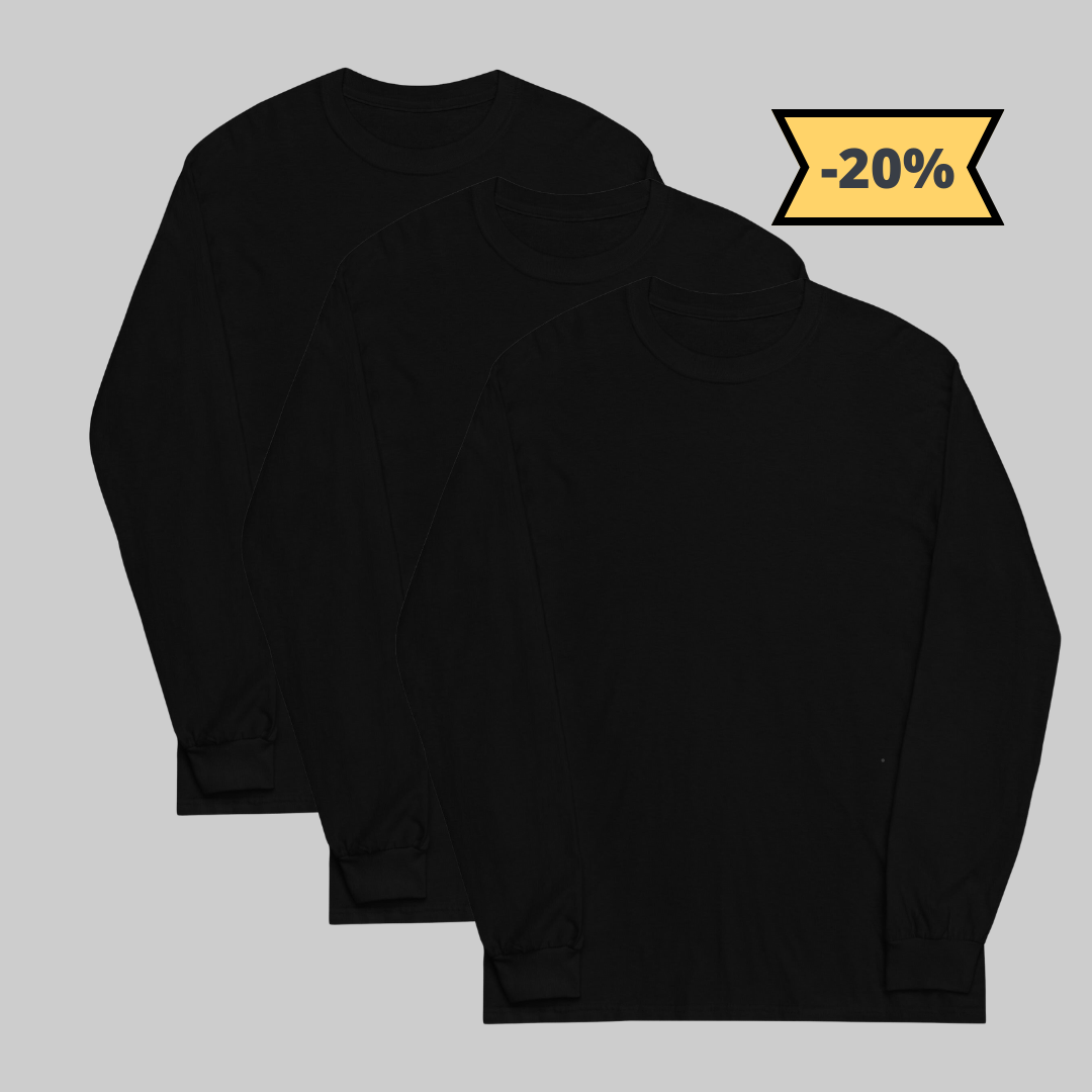 Camiseta Negra manga larga paquete de 3: Estilo y Comodidad en una Prenda Esencial. ¡Agrégala a tu Colección! compra ahora en Guatemala