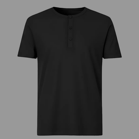 Camiseta con Botones Negra - tono uniforme HdT