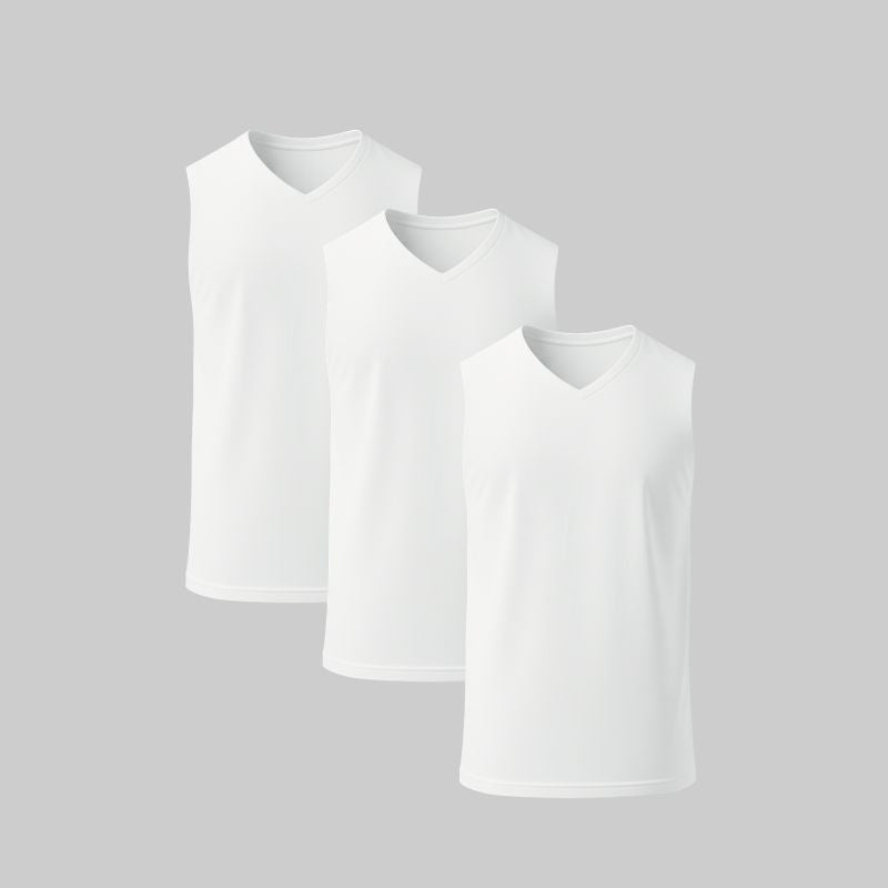 Camiseta Sin Mangas Cuello en V Pack 3