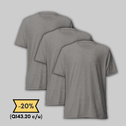 Playera Gris de Algodón Pack 3