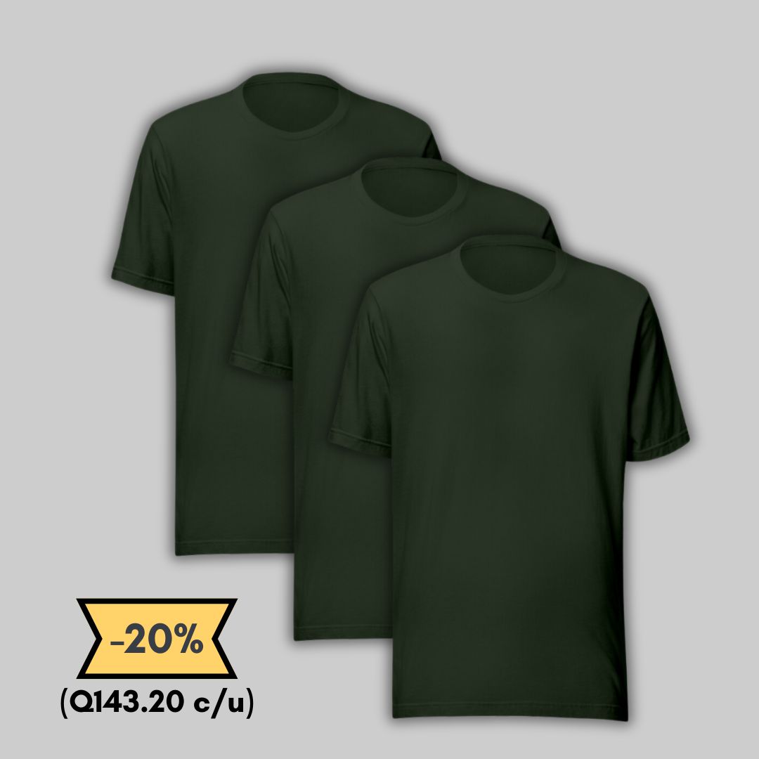 Dark Green Cotton T-Shirt Pack of 3