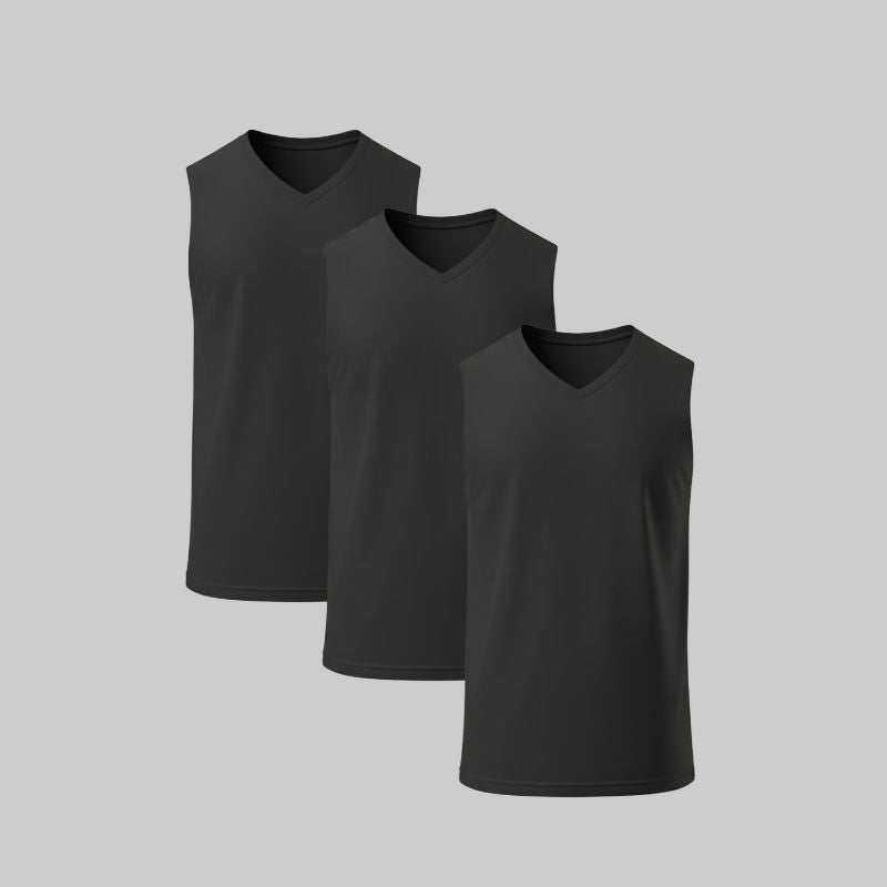 Camiseta Sin Mangas Cuello en V Pack 3