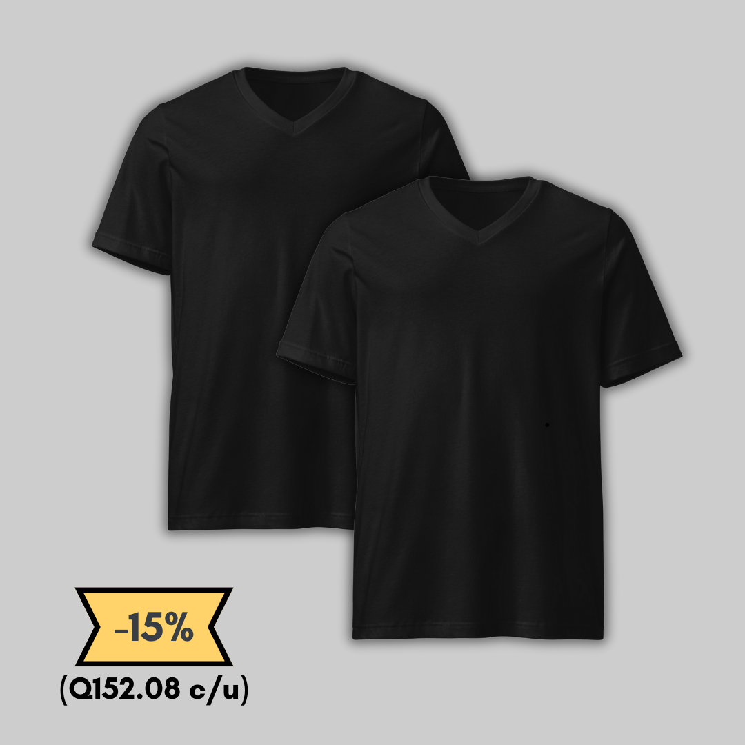 Playera Negra Cuello V Pack 2