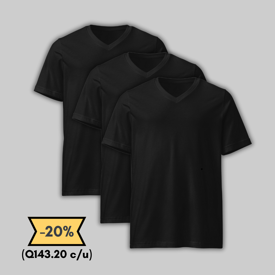 Black V-Neck T-Shirt Pack of 3