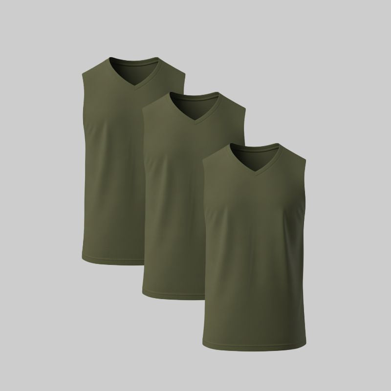 Camiseta Sin Mangas Cuello en V Pack 3