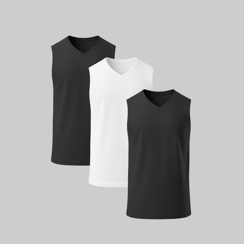 Camiseta Sin Mangas Cuello en V Pack 3