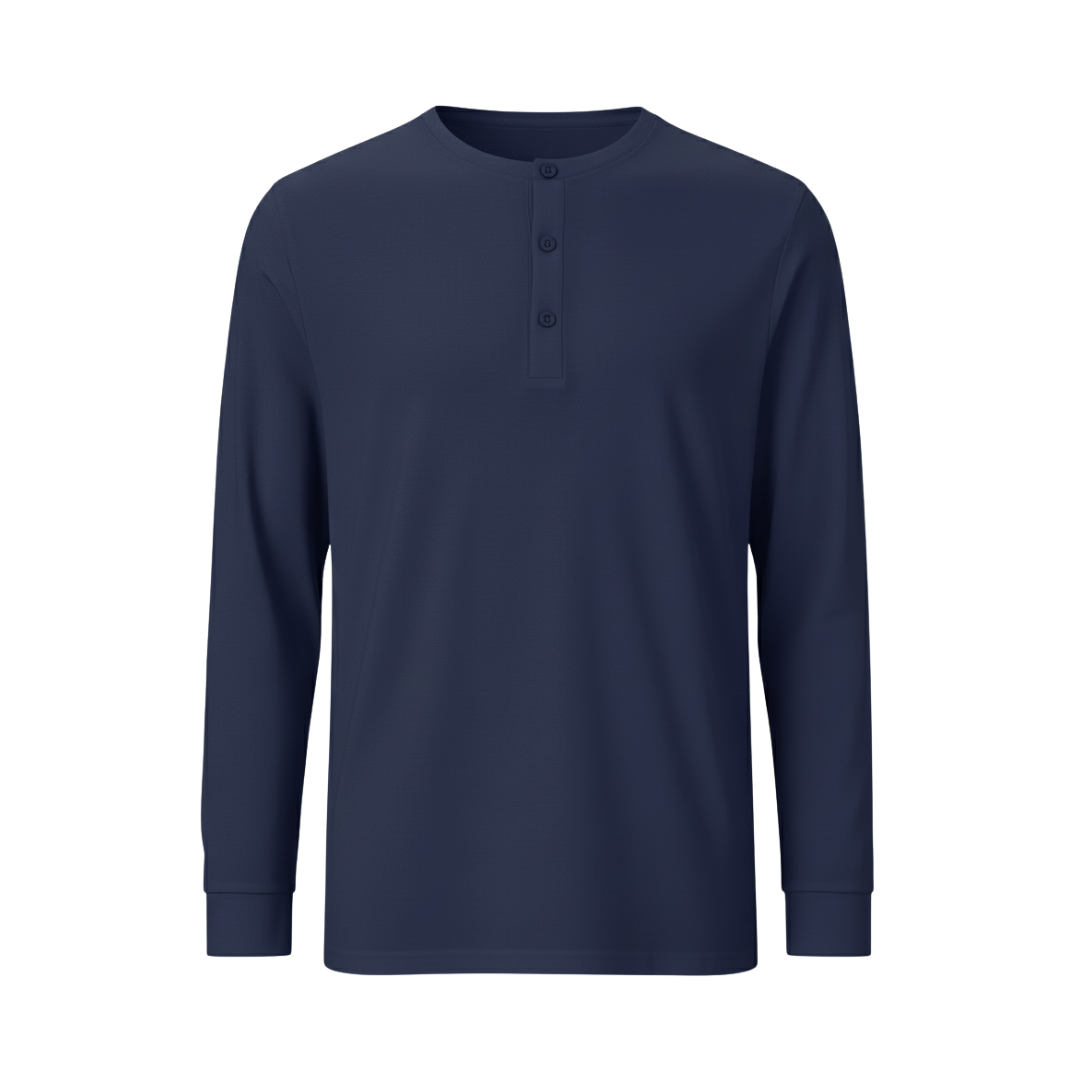 Camiseta Azul con Botones Manga Larga