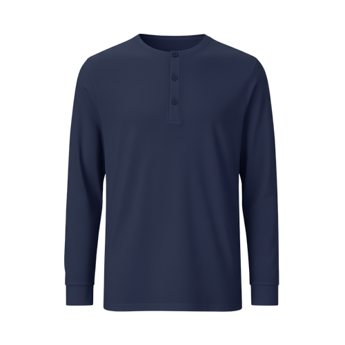 Camiseta Azul con Botones Manga Larga