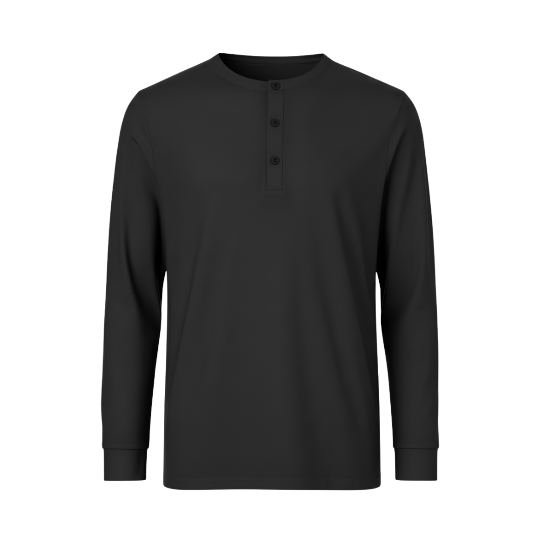 Camiseta Negra con Botones Manga Larga