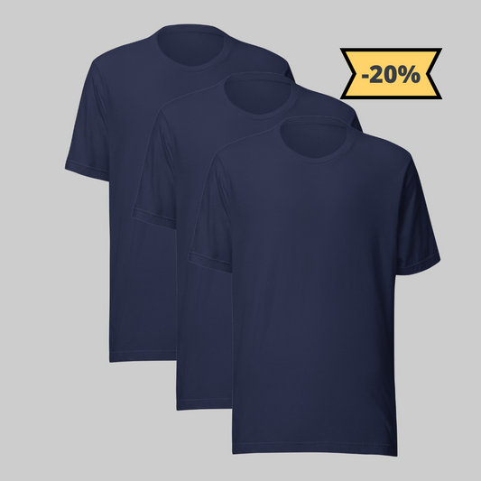 Camiseta Azul de Algodón Pack 3