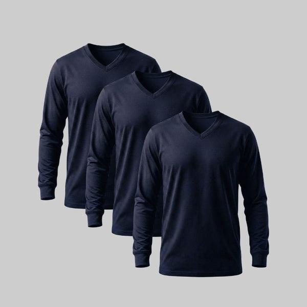 Playera manga larga Cuello en V Pack 3