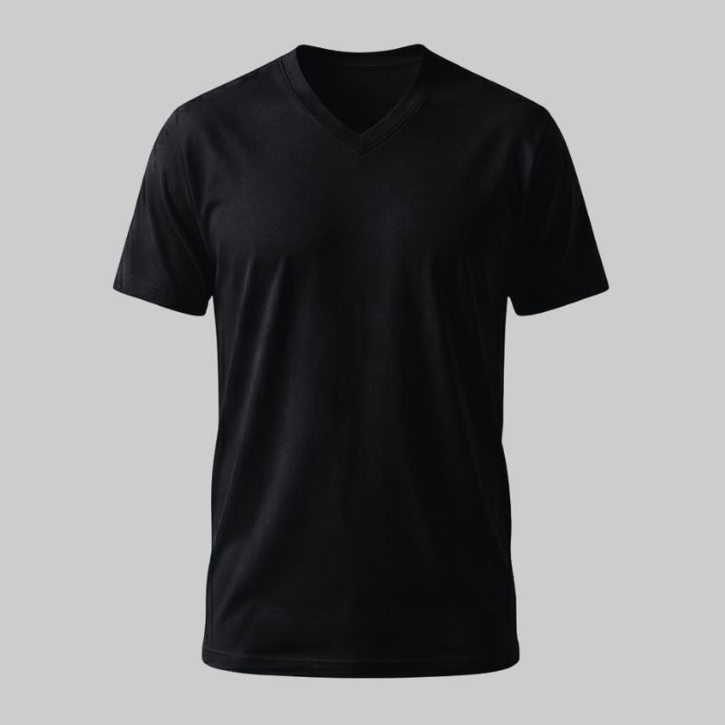 Black Cotton V-Neck T-Shirt