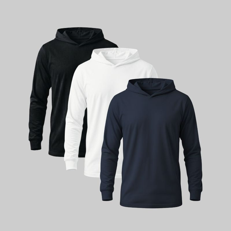 Playera manga larga con capucha Pack 3