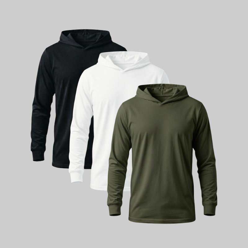 Playera manga larga con capucha Pack 3