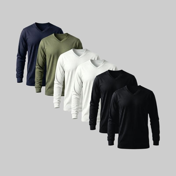 Playera manga larga Cuello en V Pack 6