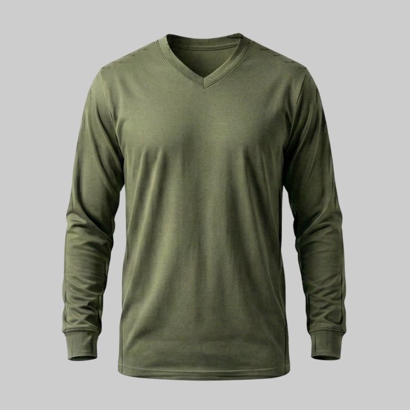 Long-sleeved V-neck T-shirt