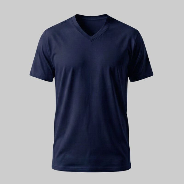 Playera Azul de Algodón Cuello en V