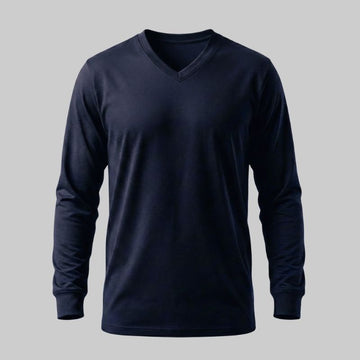 Playera Azul manga larga Cuello en V