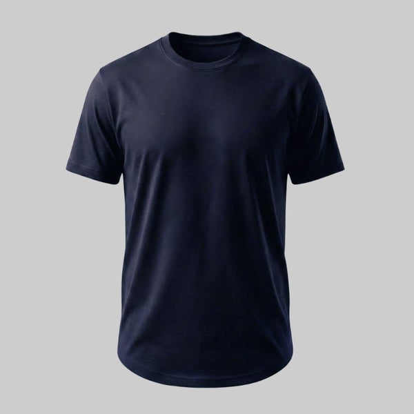 Playera Azul con Corte Curvo