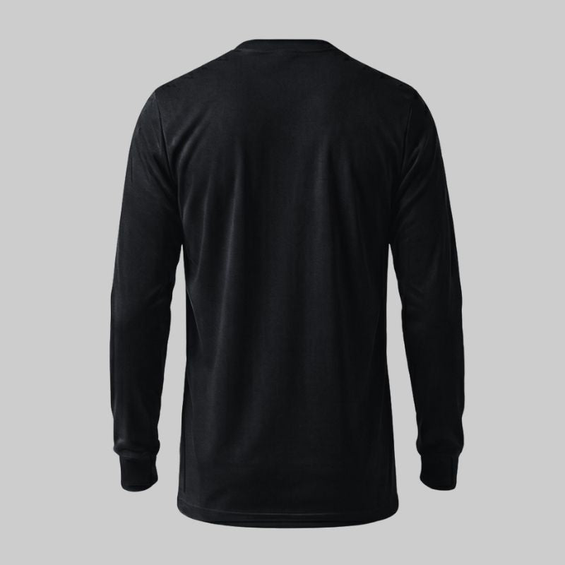 T-shirt noir à manches longues et col en V