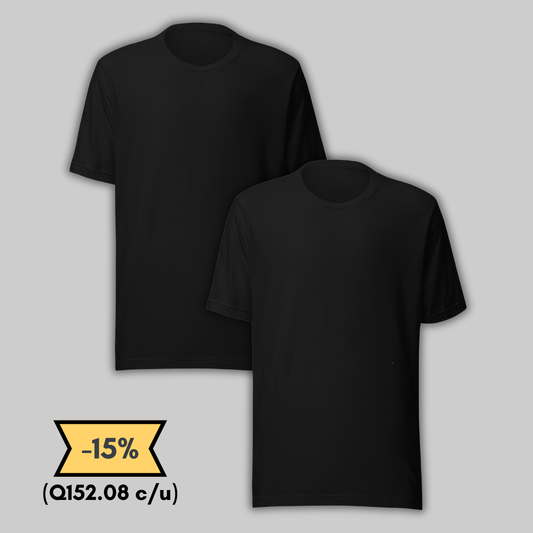 Black Cotton T-shirt Pack of 2