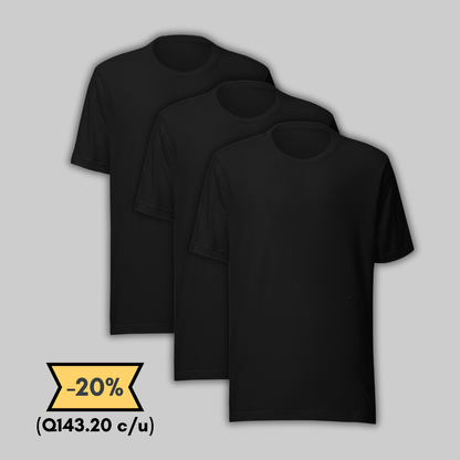 Black Cotton T-shirt Pack of 3