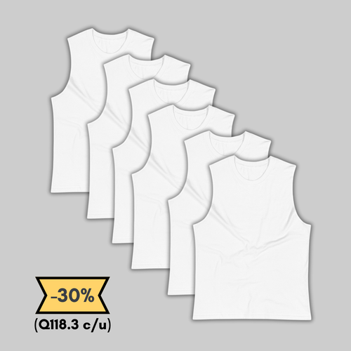 Camiseta Blanca Sin Mangas Pack 6