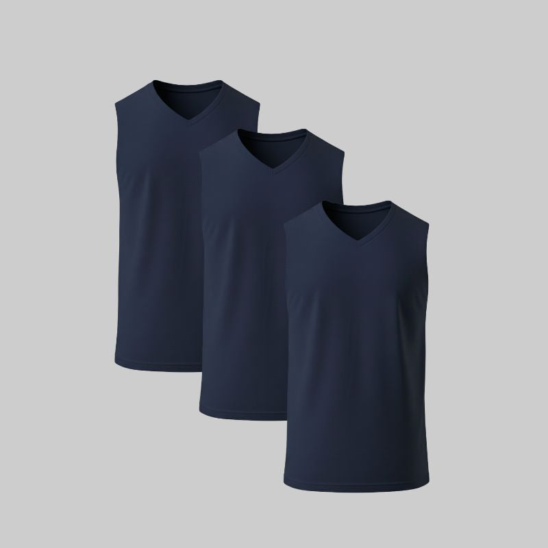 Camiseta Sin Mangas Cuello en V Pack 3