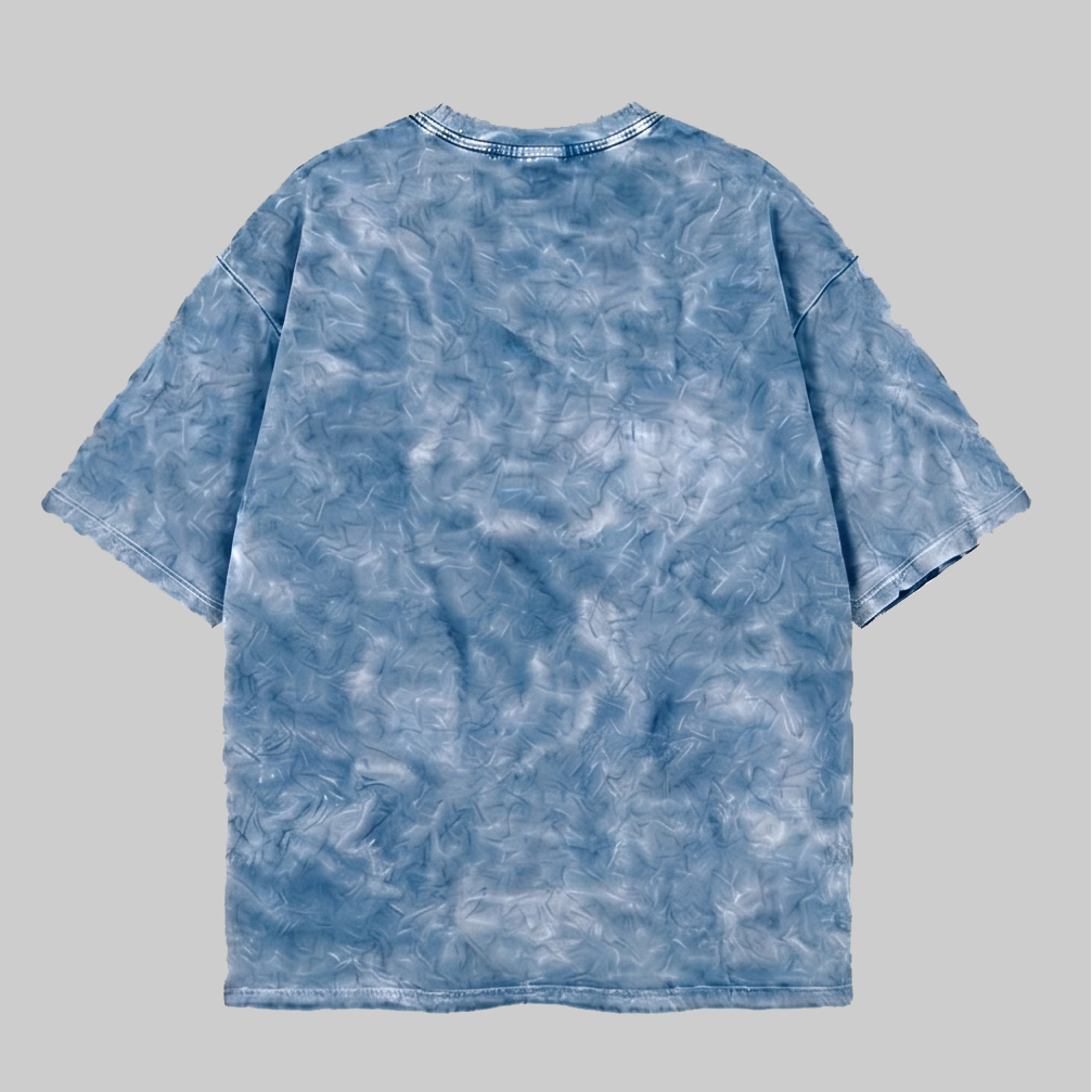 Playera Acid Wash Celeste Oversize 240G — vista 2
