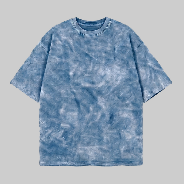 Playera Acid Wash Celeste Oversize 240G