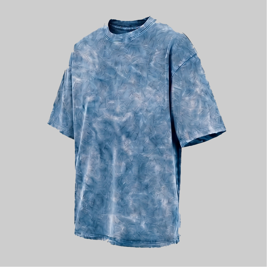 Playera Acid Wash Celeste Oversize 240G — vista 4