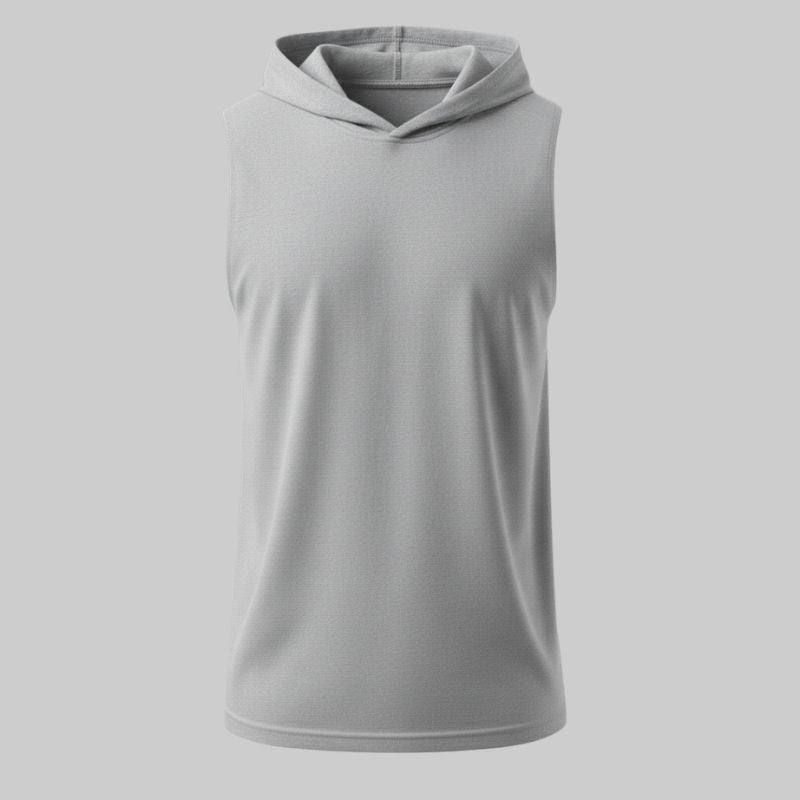 Camiseta Gris Sin Mangas con Capucha