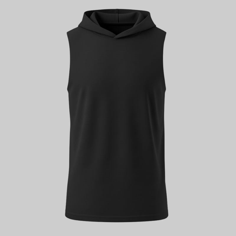 Camiseta Negra Sin Mangas con Capucha