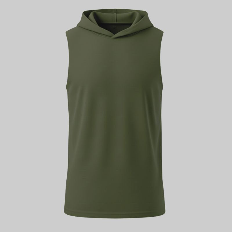 Camiseta Verde Sin Mangas con Capucha