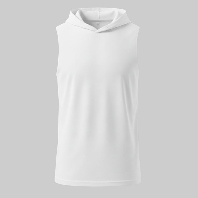 Camiseta Blanca Sin Mangas con Capucha