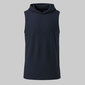 Camiseta Azul Sin Mangas con Capucha