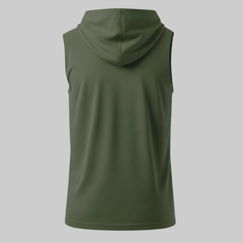 Camiseta Verde Sin Mangas con Capucha — vista 2