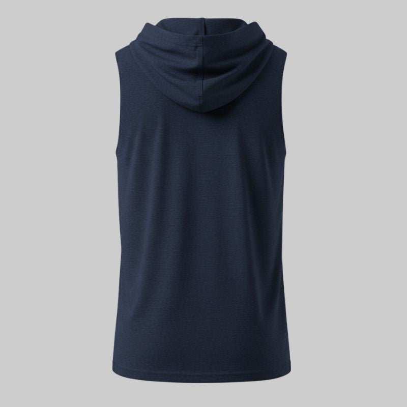 Camiseta Azul Sin Mangas con Capucha