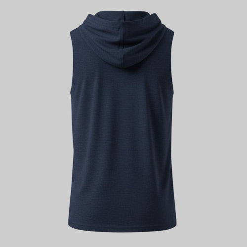 Camiseta Azul Sin Mangas con Capucha