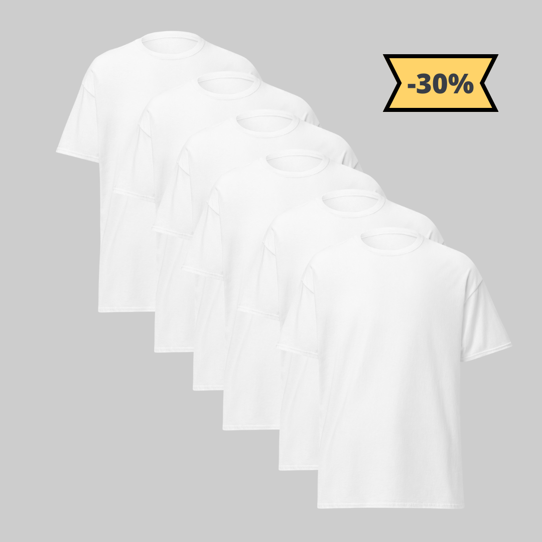 Camiseta Blanca de Modal Paquete de 6, una prenda de elegancia y comodidad en color blanco. Ideal para cualquier ocasión. Envíos a toda Guatemala