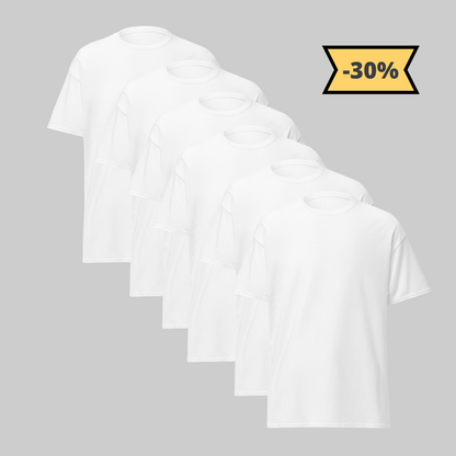 Camiseta Blanca de Modal Paquete de 6, una prenda de elegancia y comodidad en color blanco. Ideal para cualquier ocasión. Envíos a toda Guatemala
