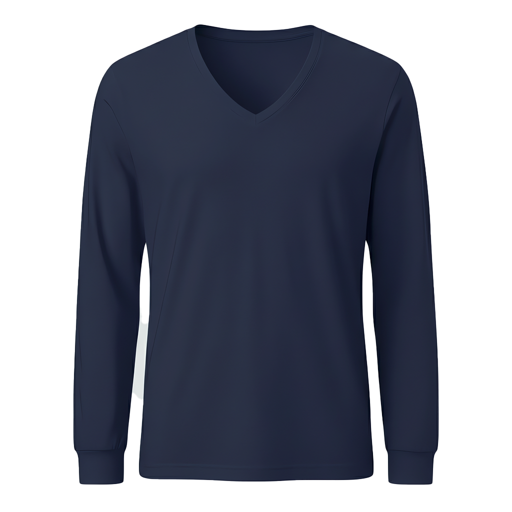 Playera Azul manga larga Cuello en V