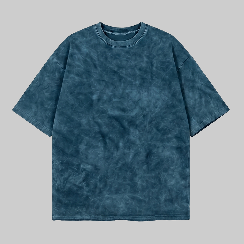 Playera Acid Wash Azul Oversize 240G