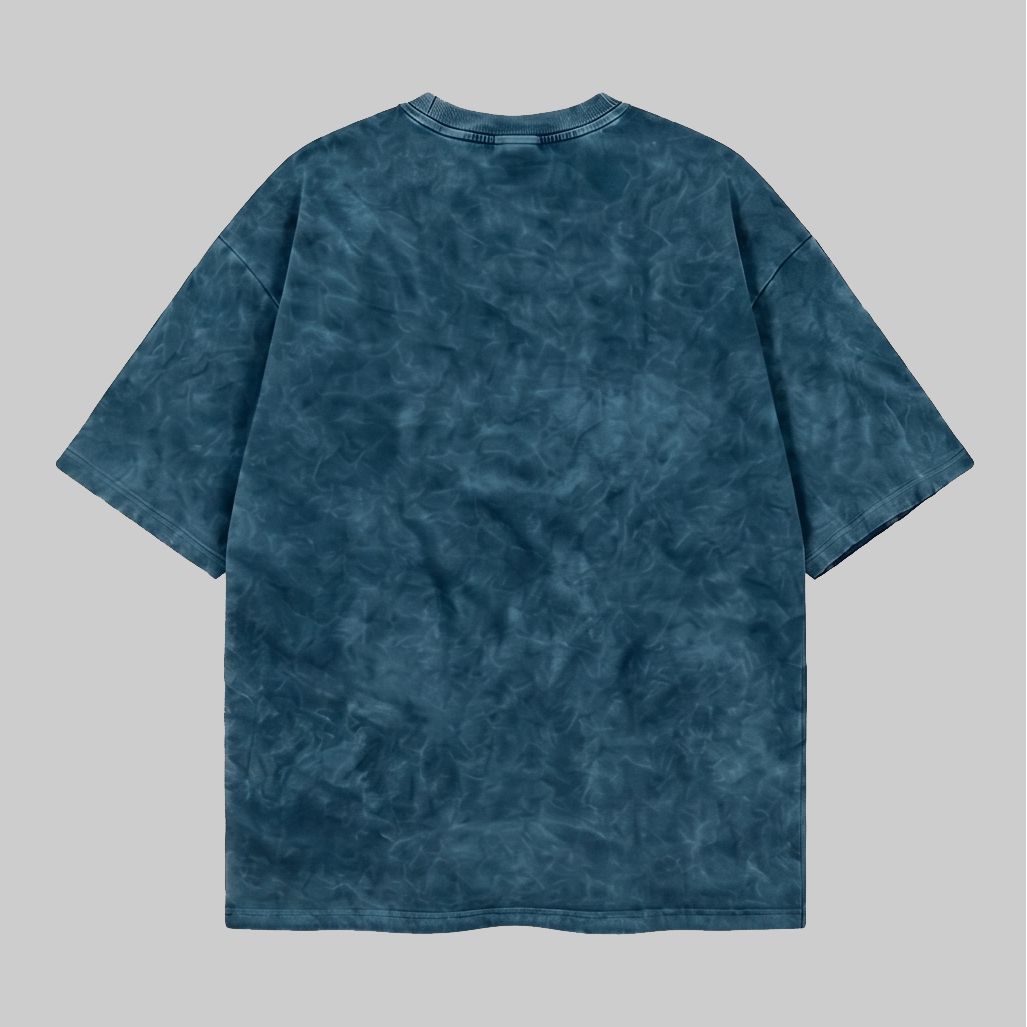 Playera Acid Wash Azul Oversize 240G — vista 2