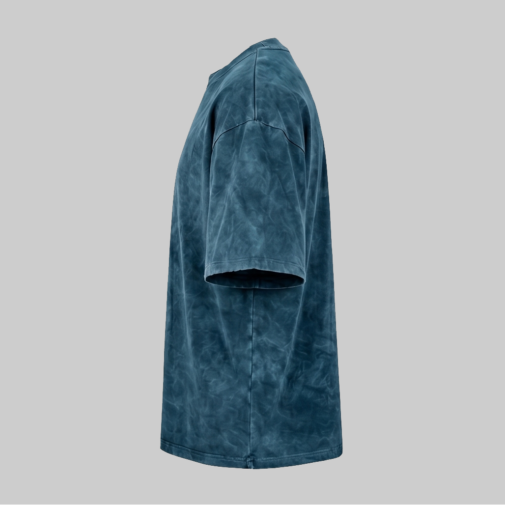 Playera Acid Wash Azul Oversize 240G — vista 3