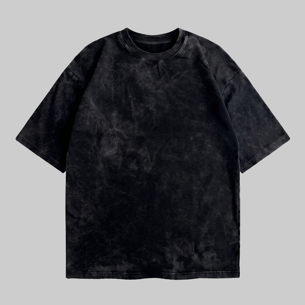 Playera Acid Wash Negra Oversize 240G