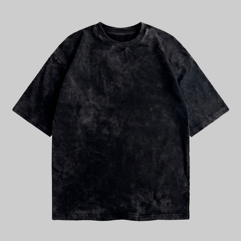 Playera Acid Wash Negra Oversize 240G