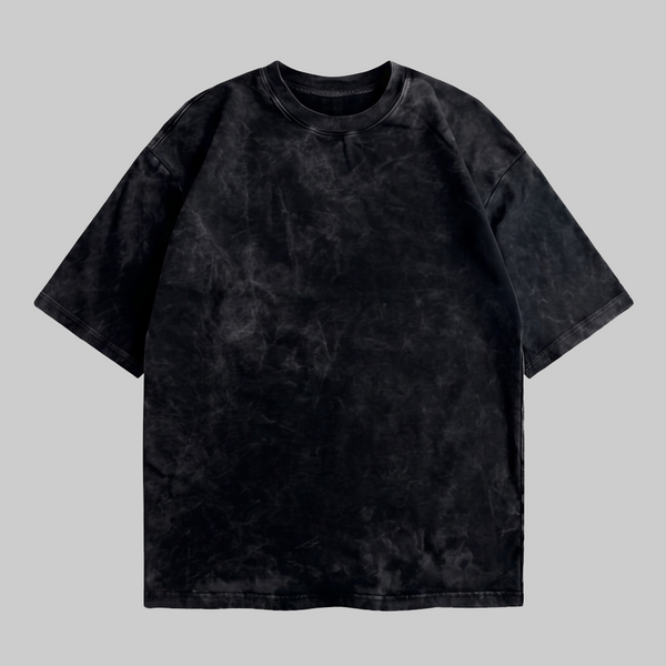 Playera Acid Wash Negra Oversize 240G